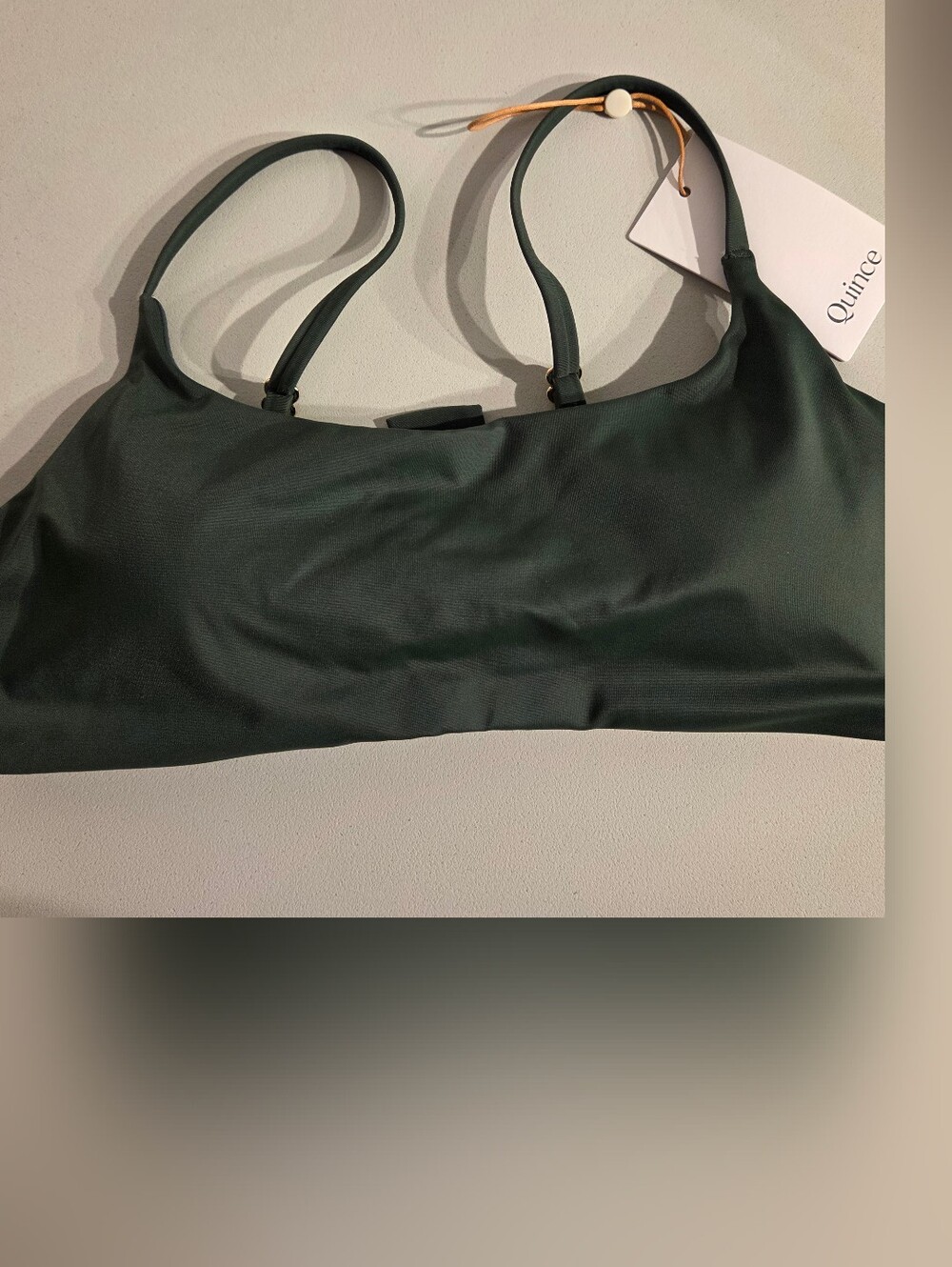 Quince Italian Scoop Neck Bikini Top Tie Green S. Small Padded NWT Beach Classic